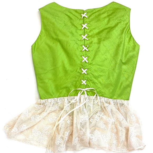 DO YOU LARP? Apple Green Silk Camisole with Lace - Picture 4 of 8